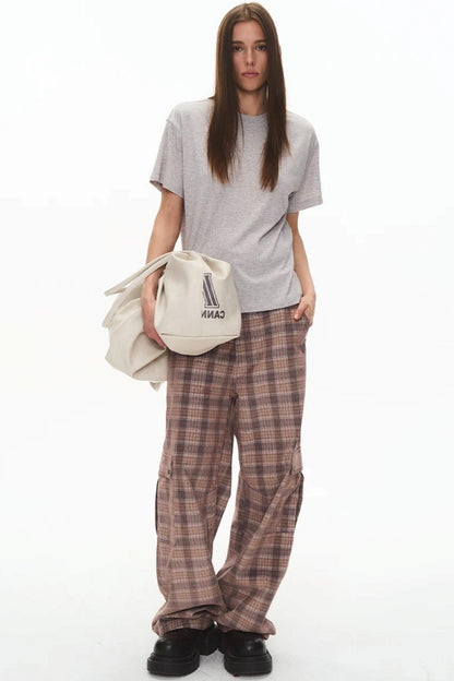 Exitmode Retro Two-Tone Plaid Cargo Pants
