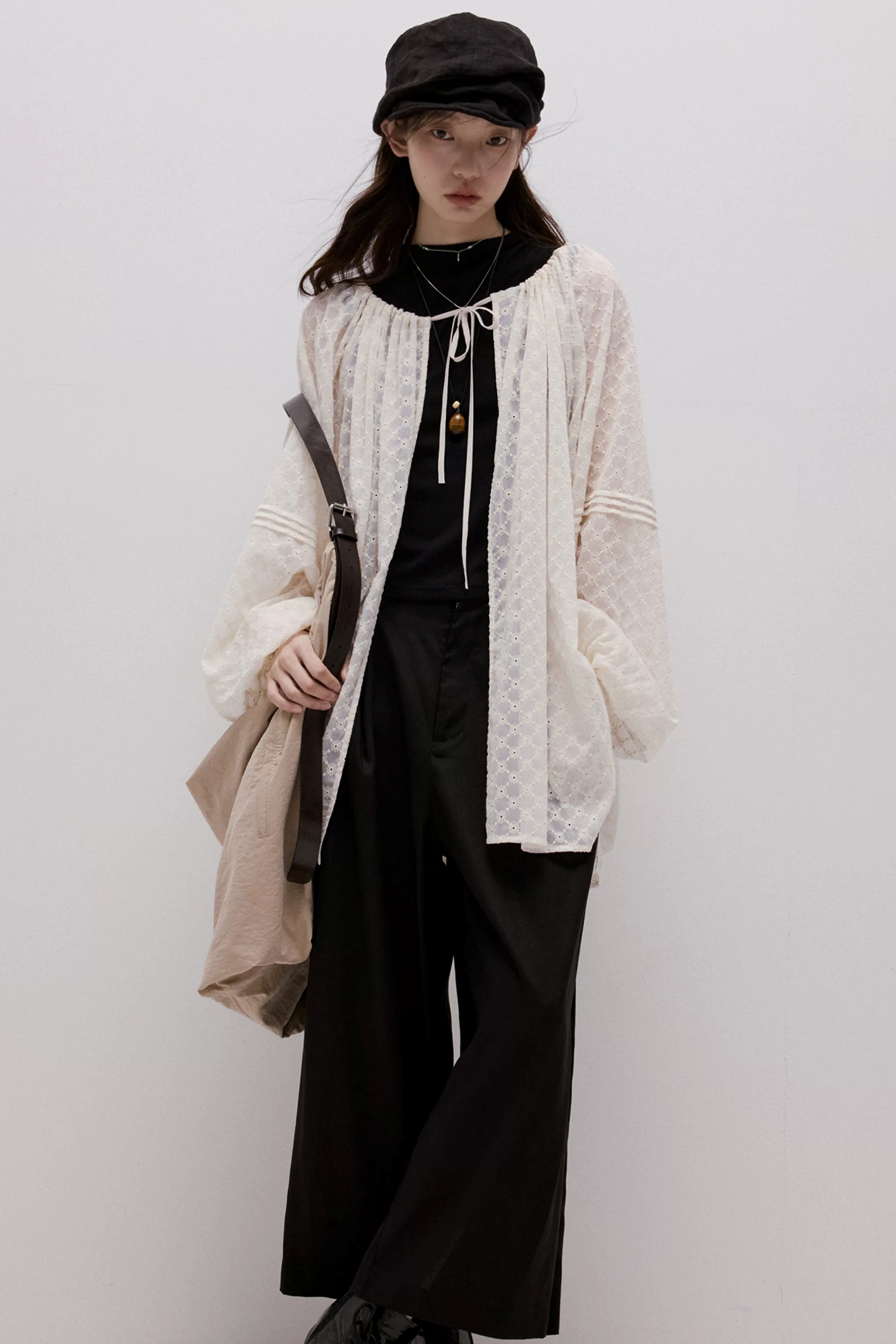 Imitation Linen Black Cropped Pants