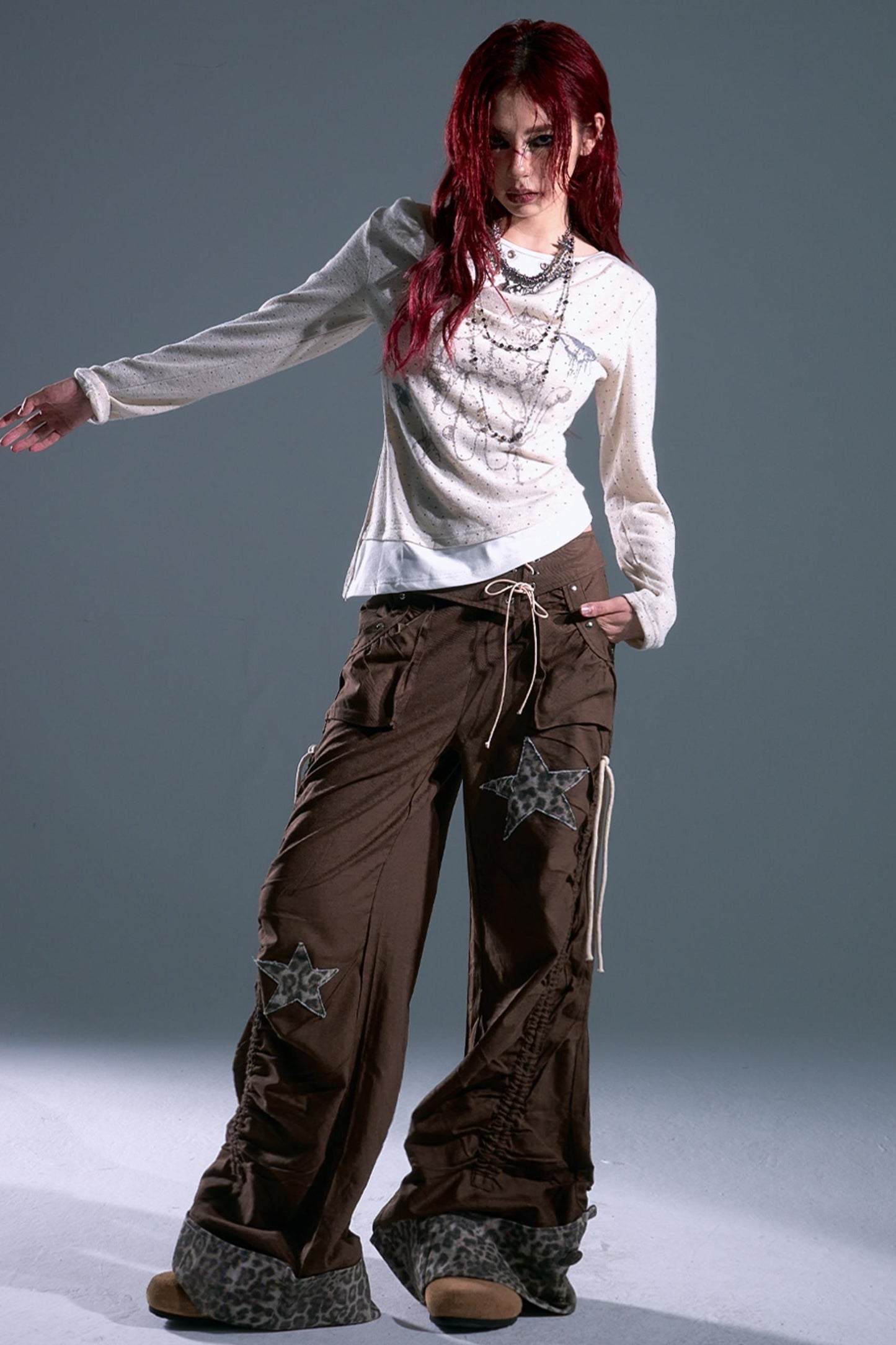 Vintage Polka Dot Swing Collar Top