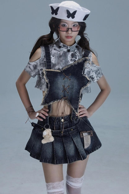 Denim Bib Culottes Set-Up