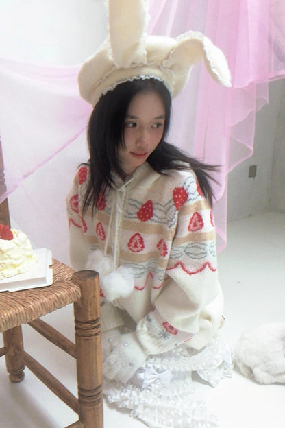 Happy Birthday Strawberry Mohair Cardigan