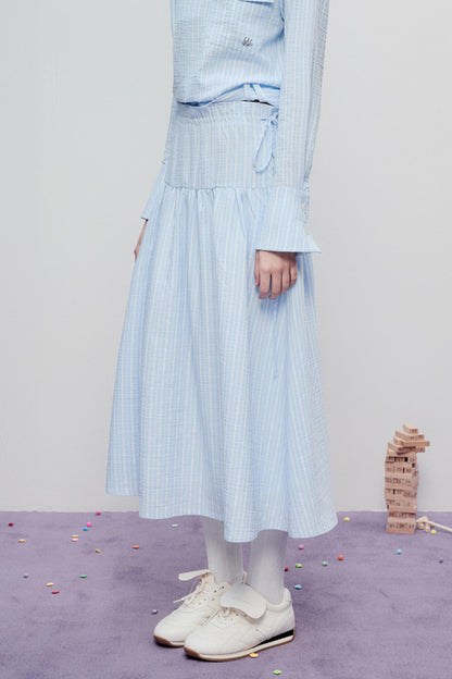 Airy Stripe Two Piece Skirt Set-Up