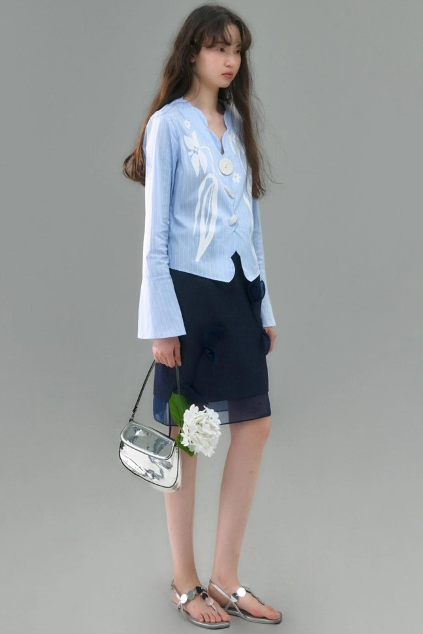 Denim Patchwork Organza Skirt