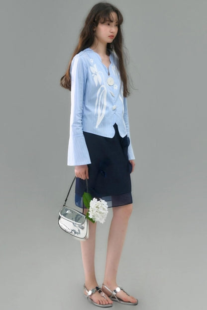 Denim Patchwork Organza Skirt