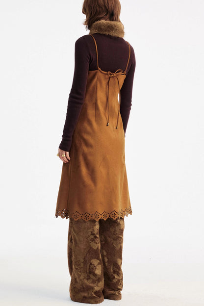 Two-Tone Lace Suede Dress