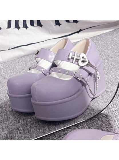 Y2K Medical Heart Syringe Charm Platform Shoes