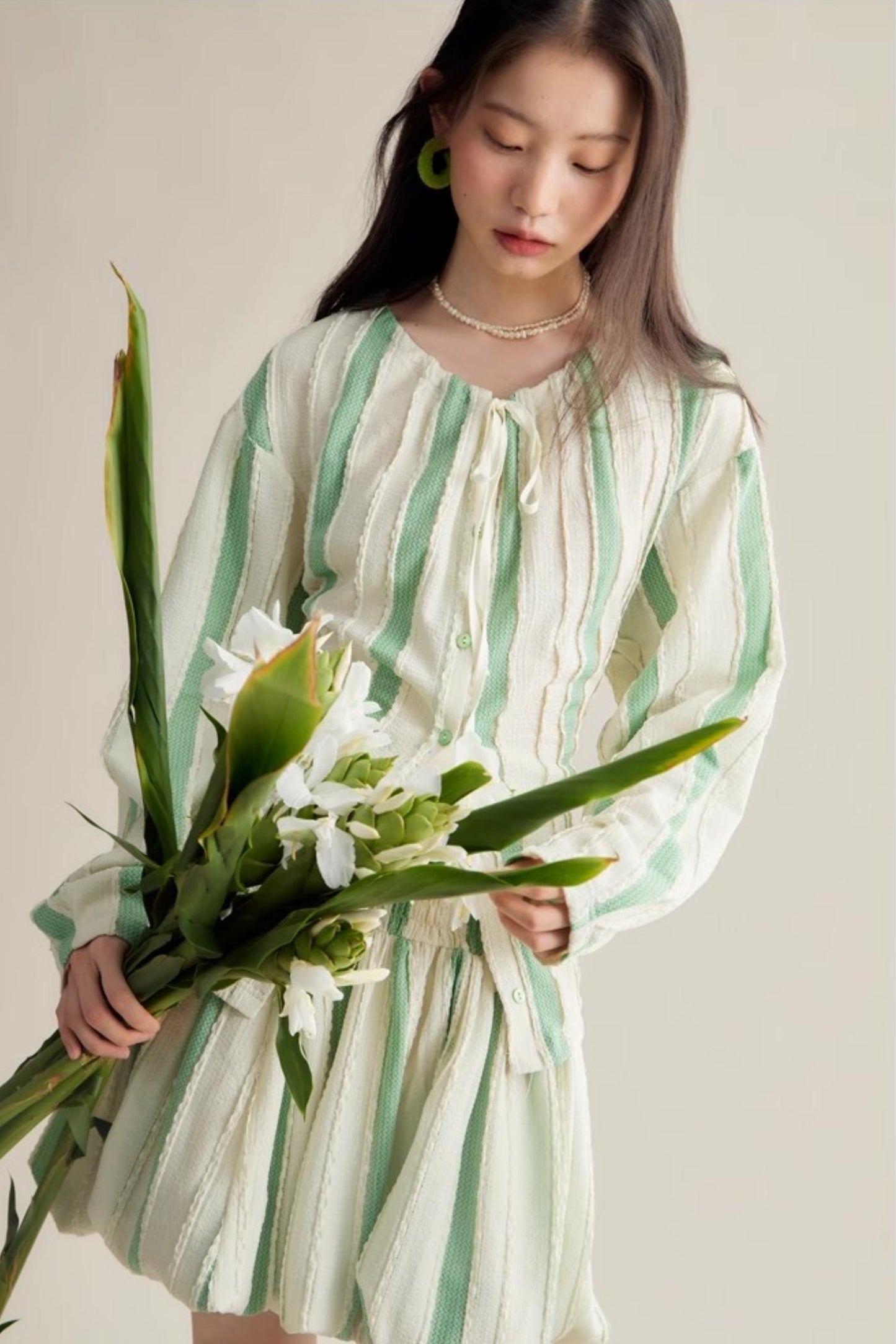 Elven Stripe Cardigan Skirt Set-Up