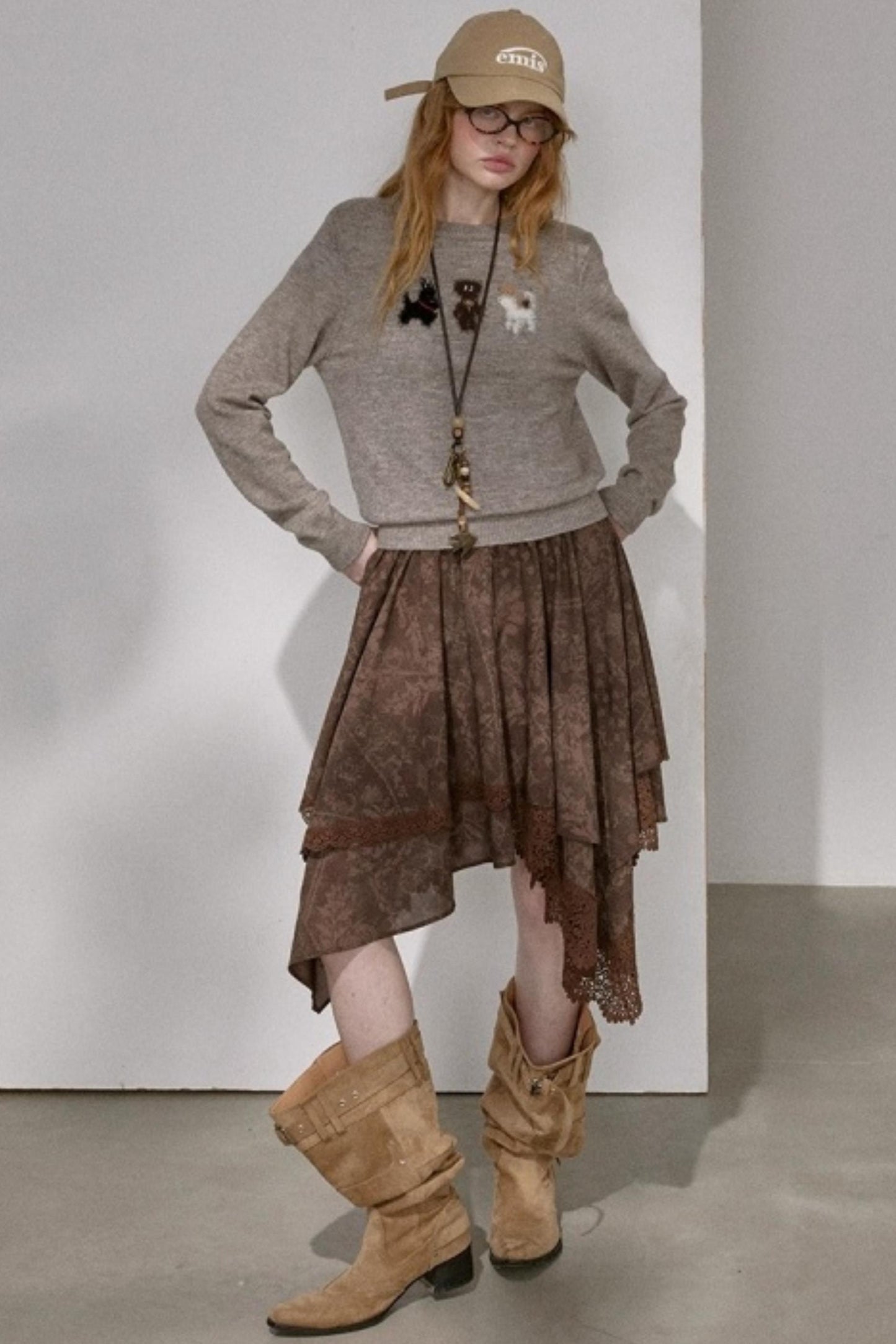 Lace Asymmetrical Layered Skirt