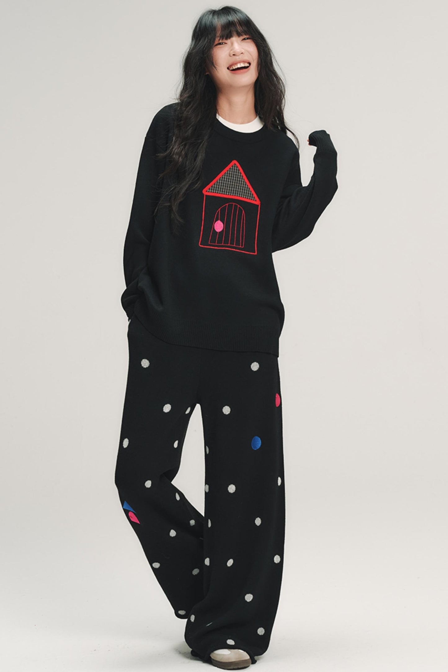 Colorful Polka Dot Knit Pants