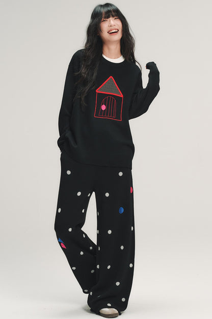 Colorful Polka Dot Knit Pants