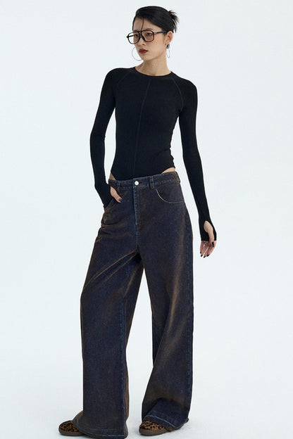 Gray and Black Knit Bodysuit