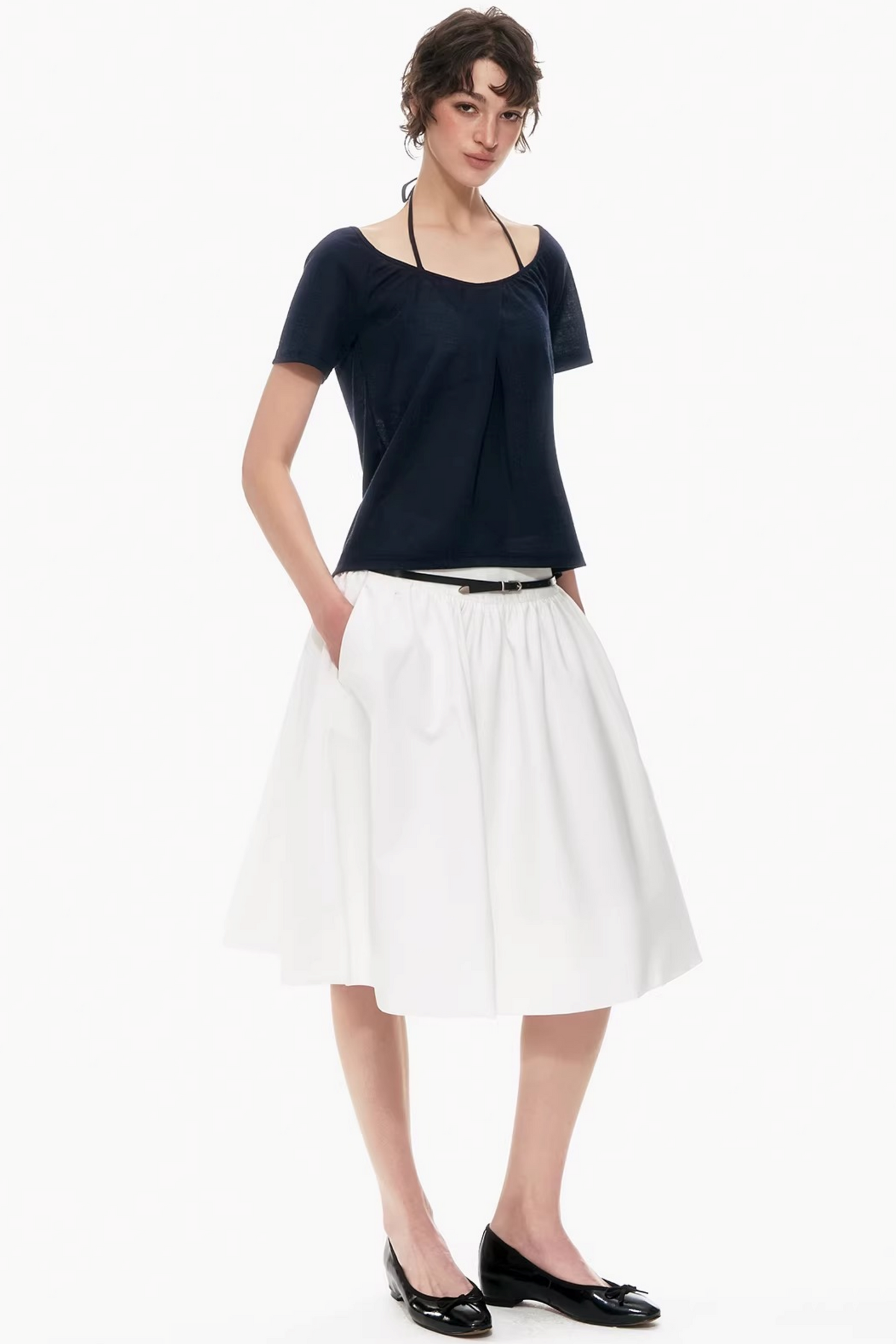 Two-Tone Linen Asymmetrical Top
