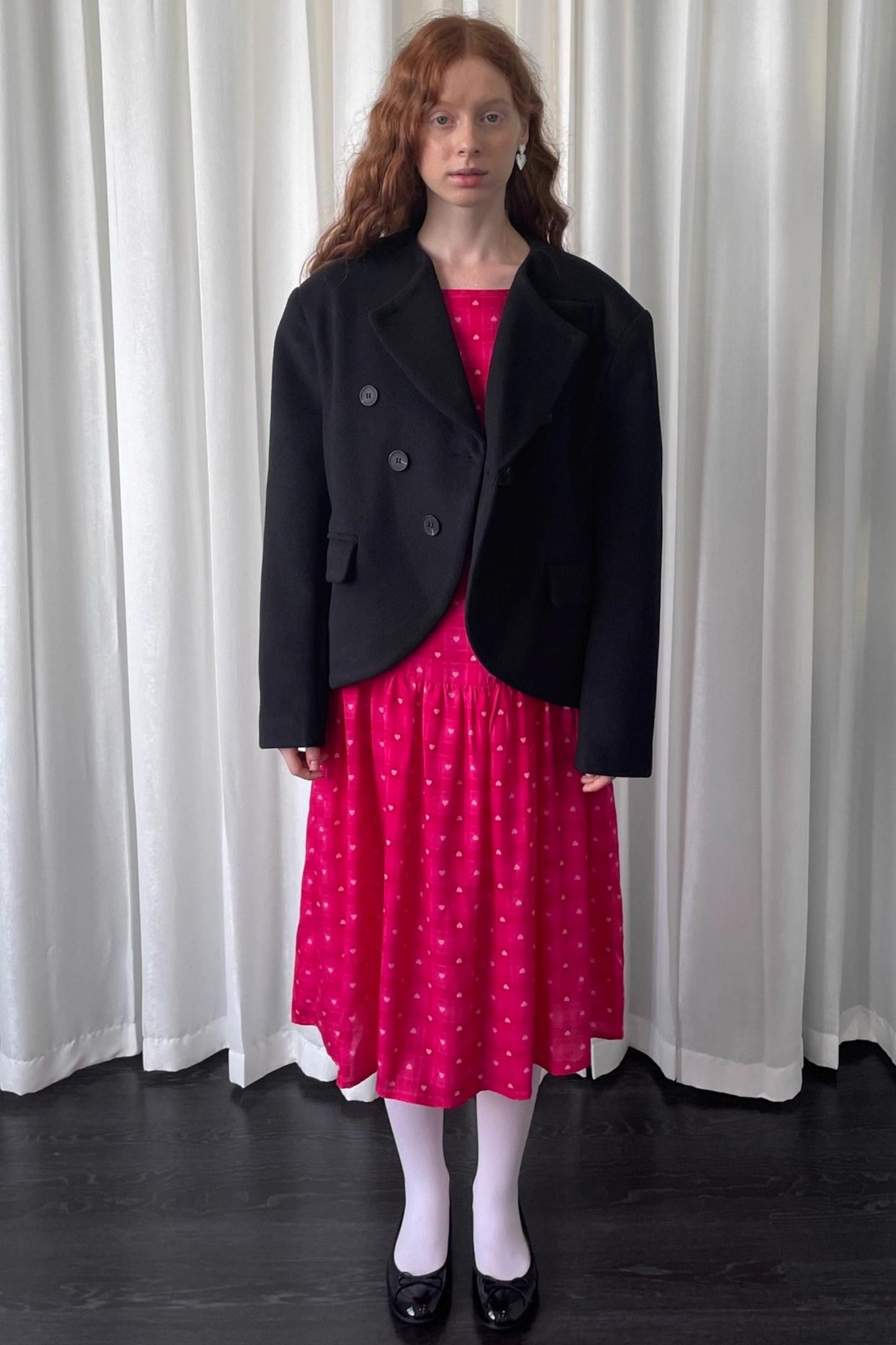 Smell Love Bow Rose Red Plaid Long Sleeve Dress