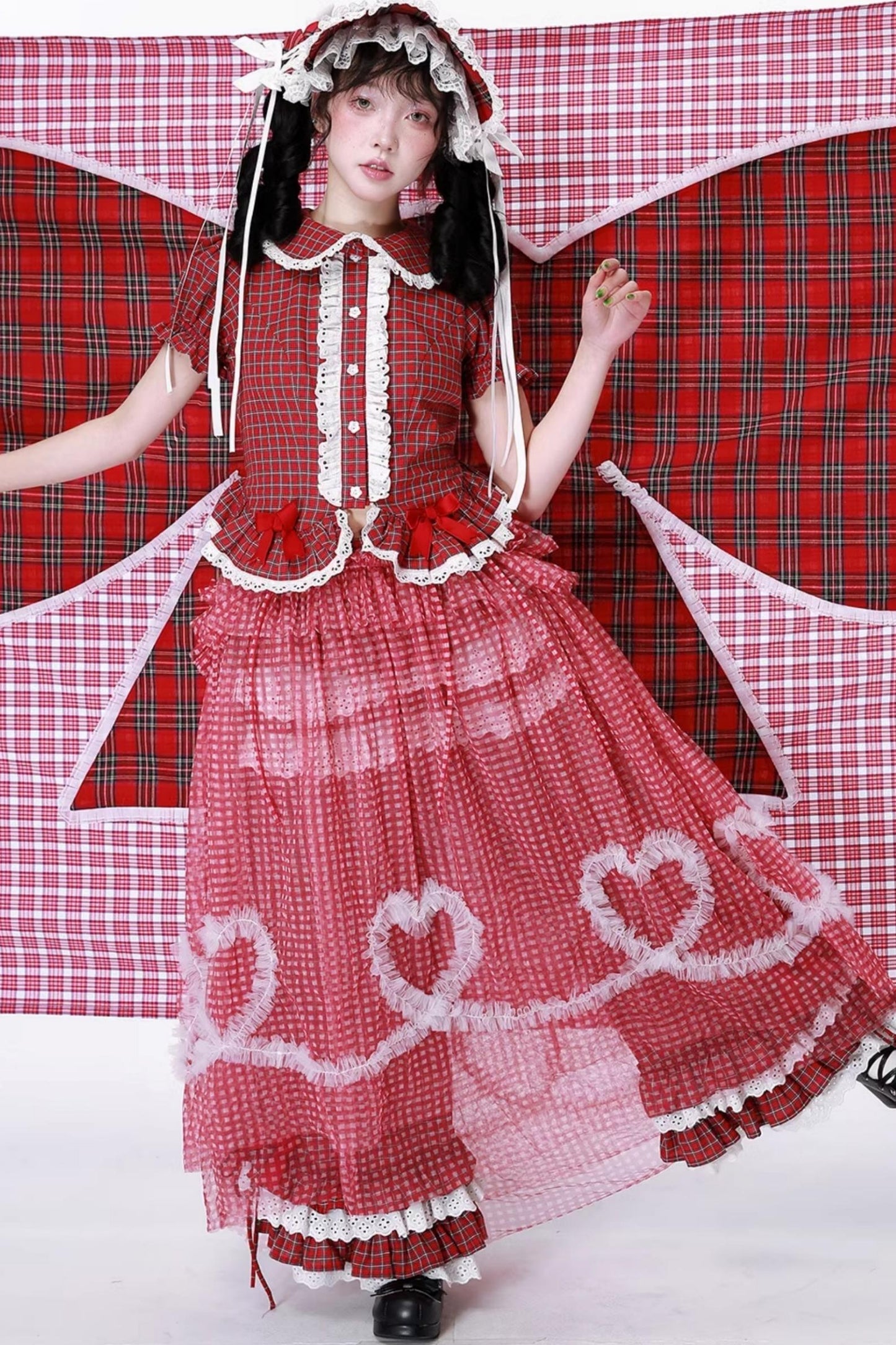 Retro Plaid Mesh Dress