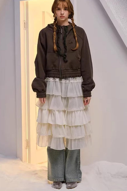 Hand-Dyed French Ruffled Skirt