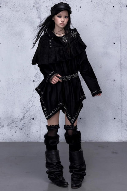 Dark Punk Patchwork Midi Skirt