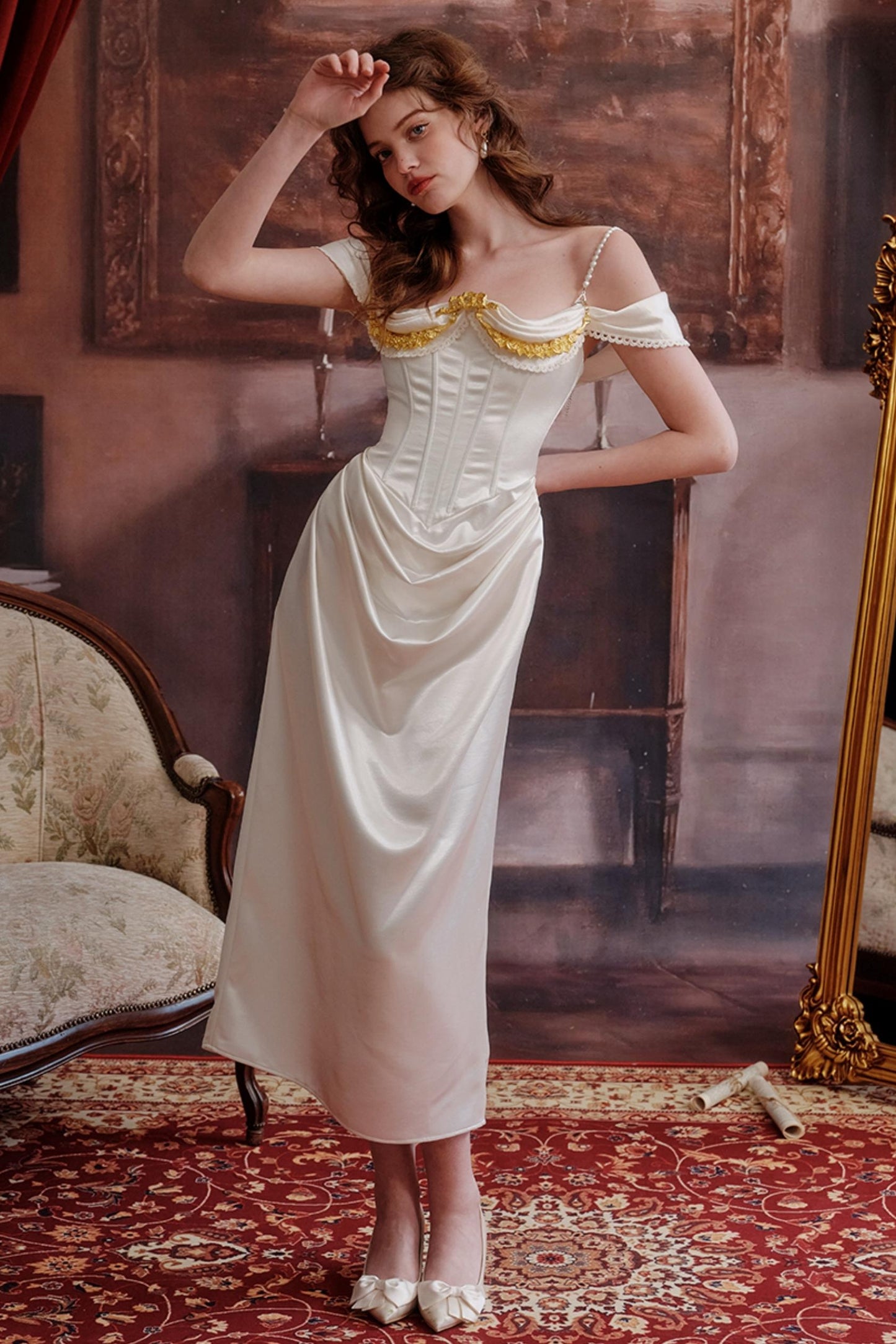 Satin Fishbone Gown Dress Set-Up