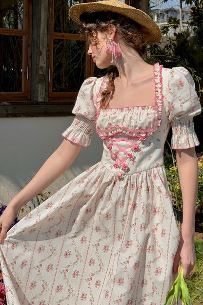 Fishbone Square Neck Dress