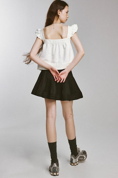 Waist Shape Short Pleated Skirt