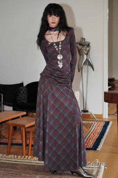Vintage Check Slim Dress