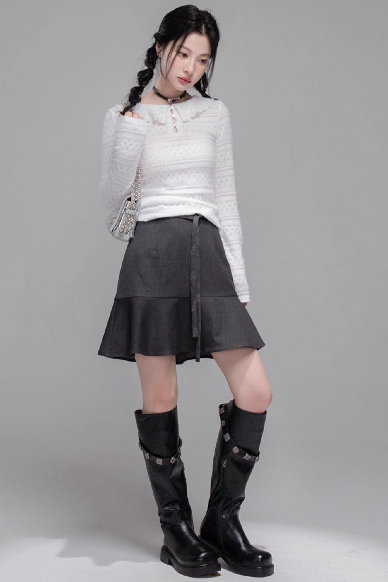 Morning Gray Patchwork Hooded Jacket Set