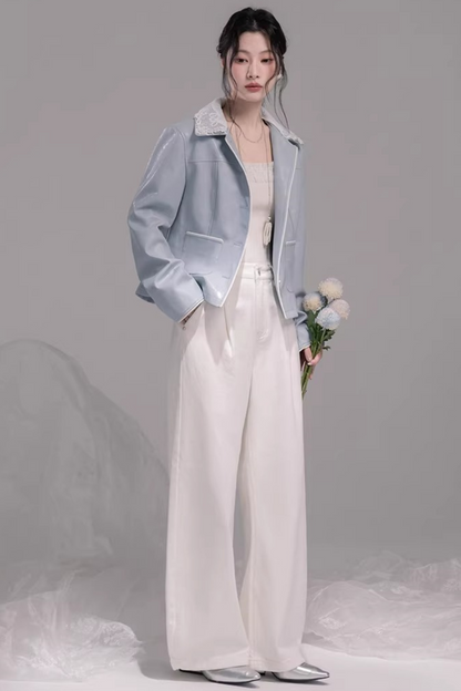 Soft Leather Morning Sky Jacket