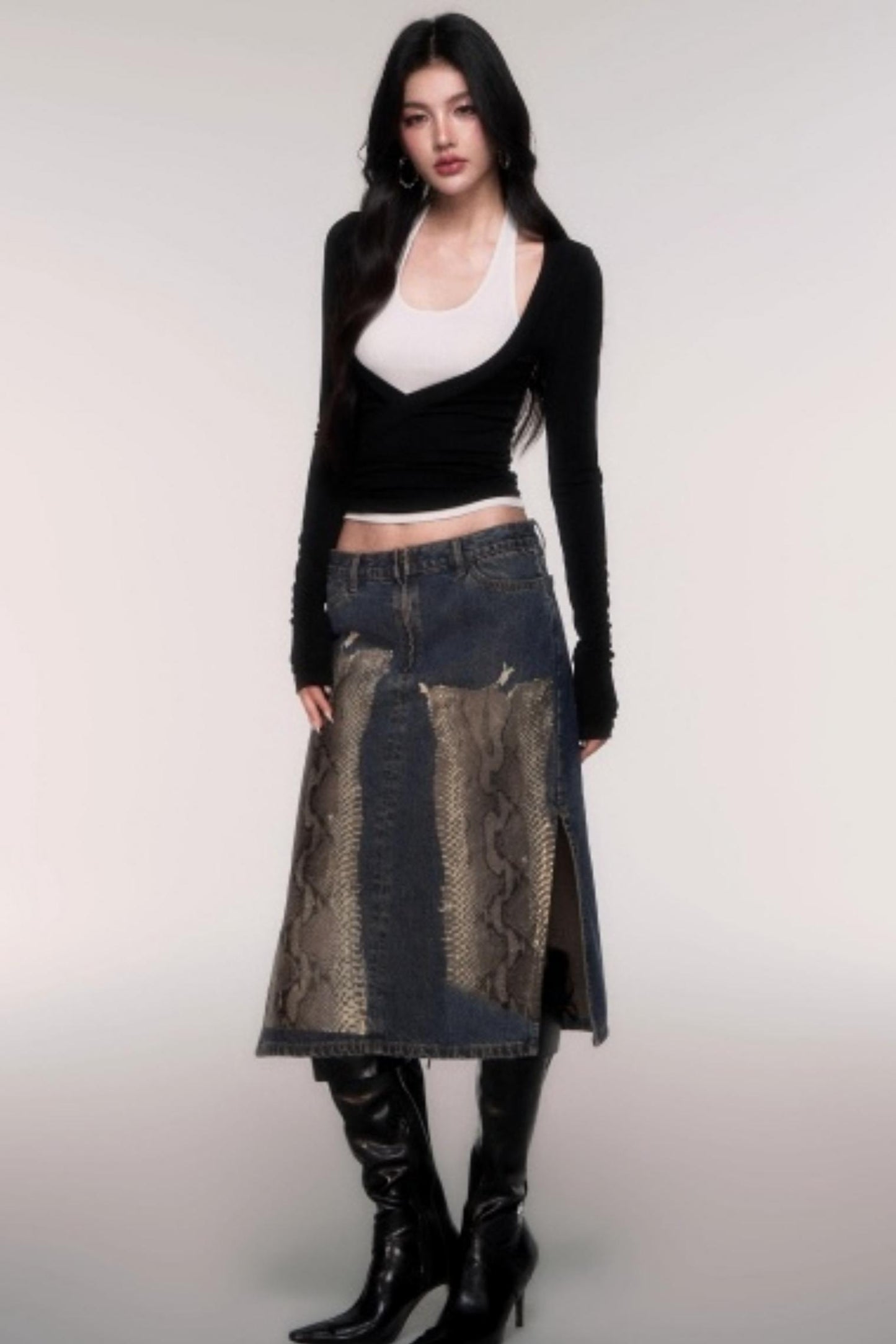 Two-Piece Halterneck Long Sleeve Top