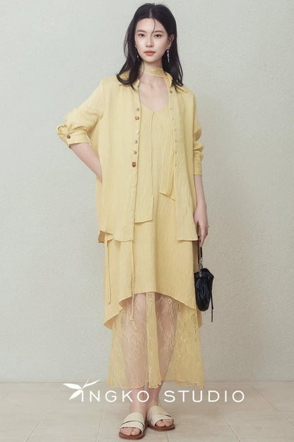 Yellow Patchwork Slip Dress