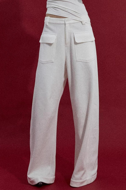 Warm Fleece Wide-Leg Pants