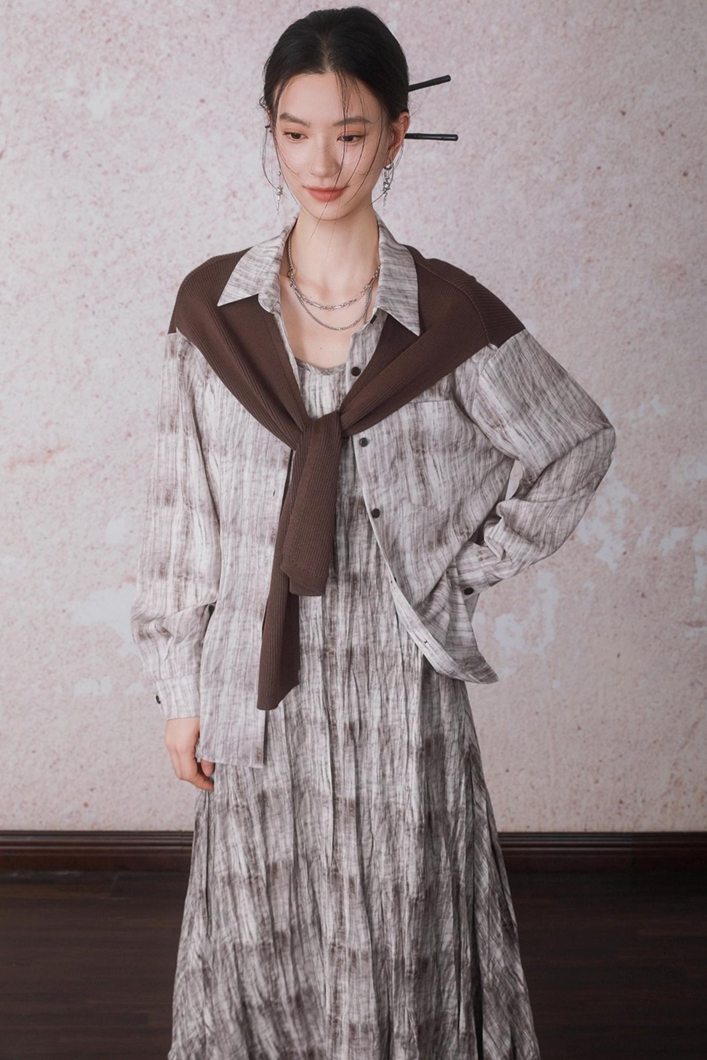 Velvet Tie-Dye Print A-Line Sundress