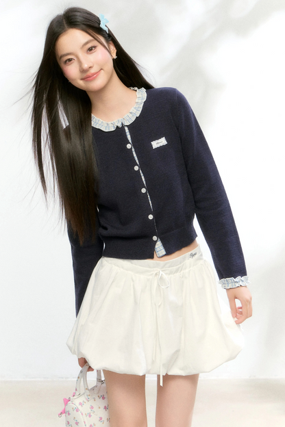 Kariertes Strickpullover-Rock-Set