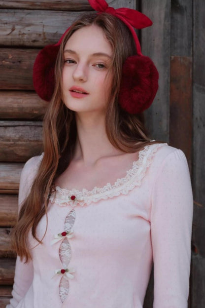 Berry Knit Lace Top Skirt Set-Up