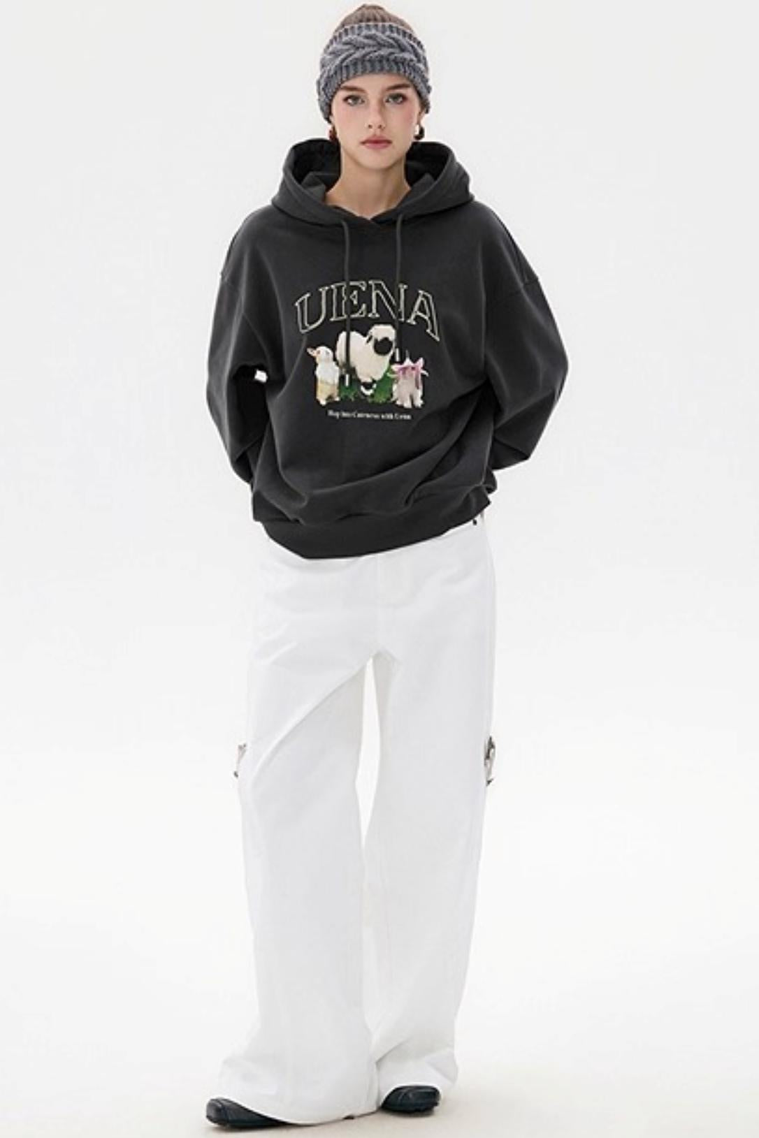 White Plaid Wide-Leg Cargo Pants