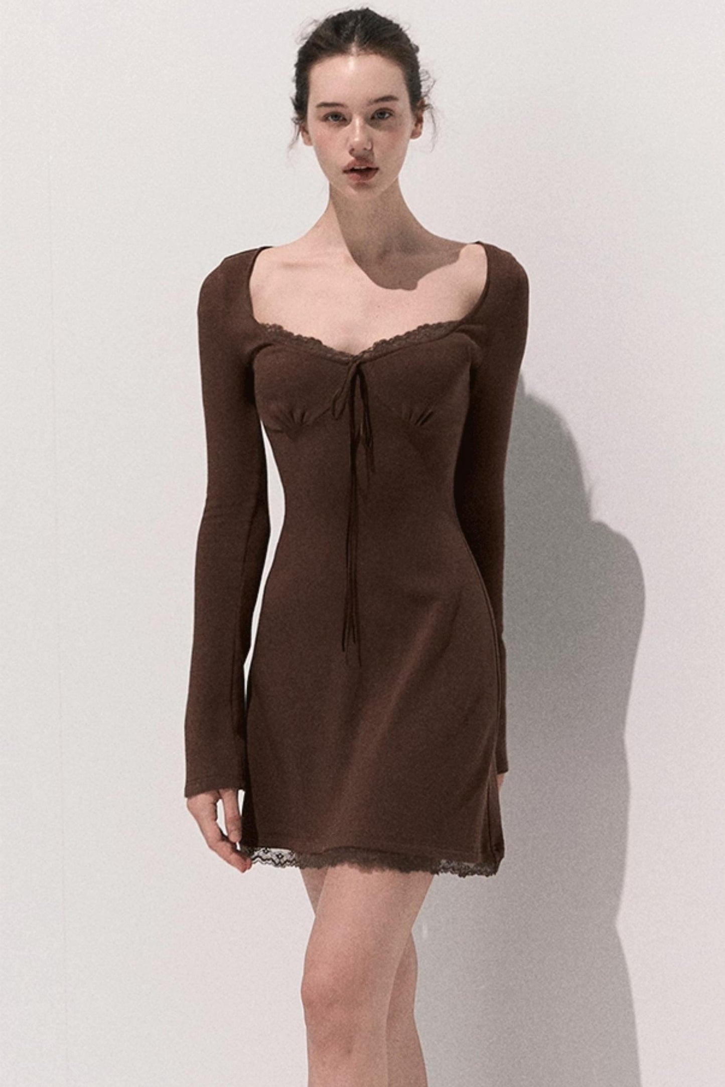 Basic Lace Knit Waist Dress