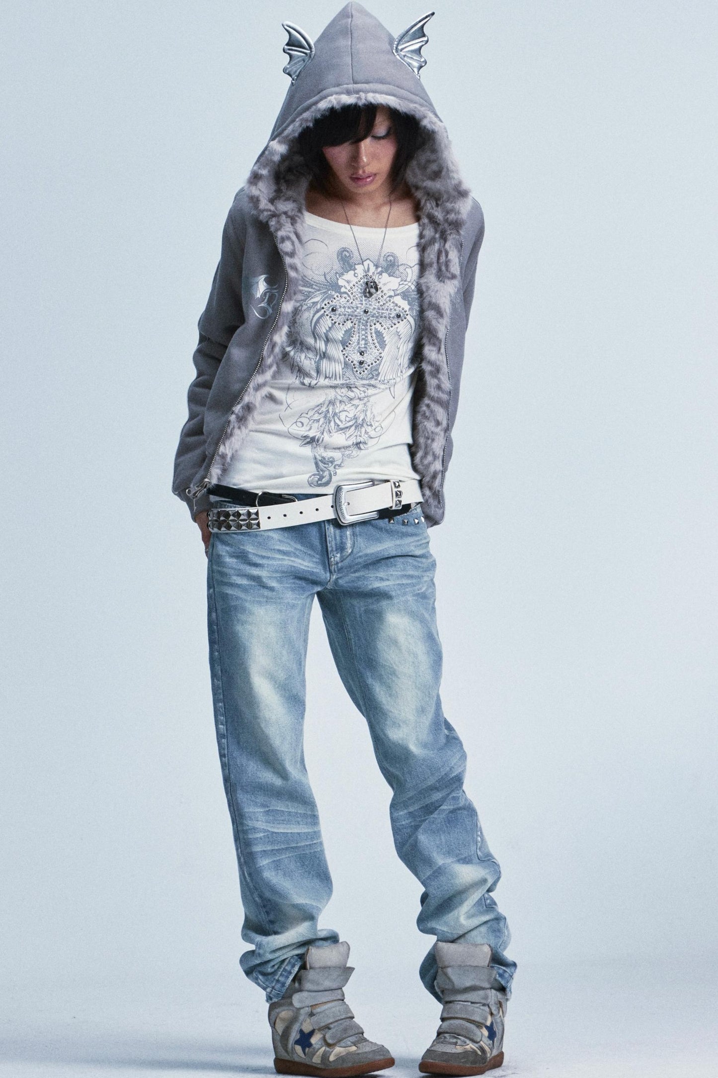 Knitted Mesh Rivet Sweater