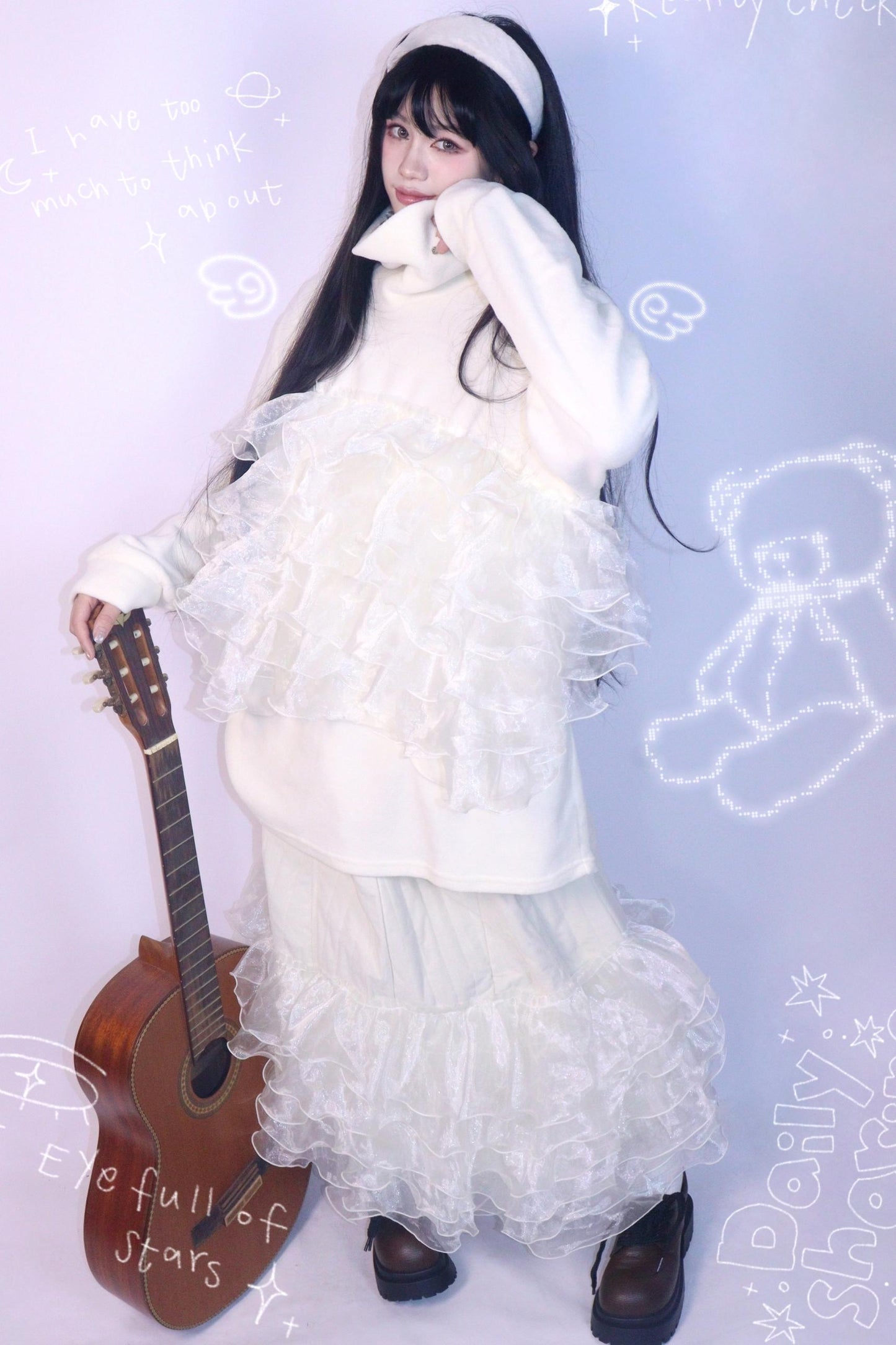 Corduroy Quilted Lace Skirt