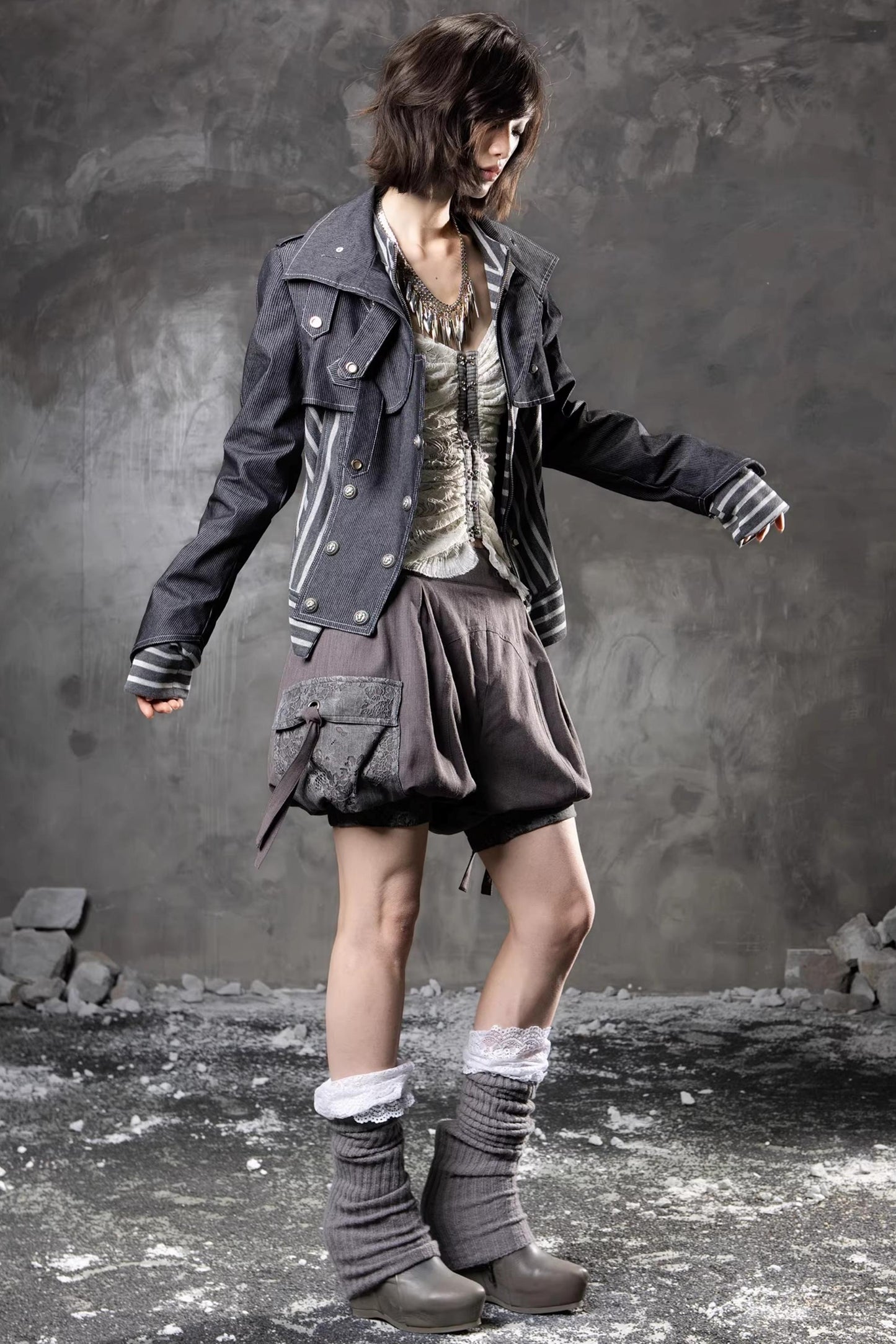 Denim Patchwork Striped Jacket