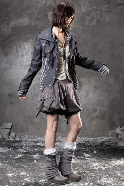 Denim Patchwork Striped Jacket