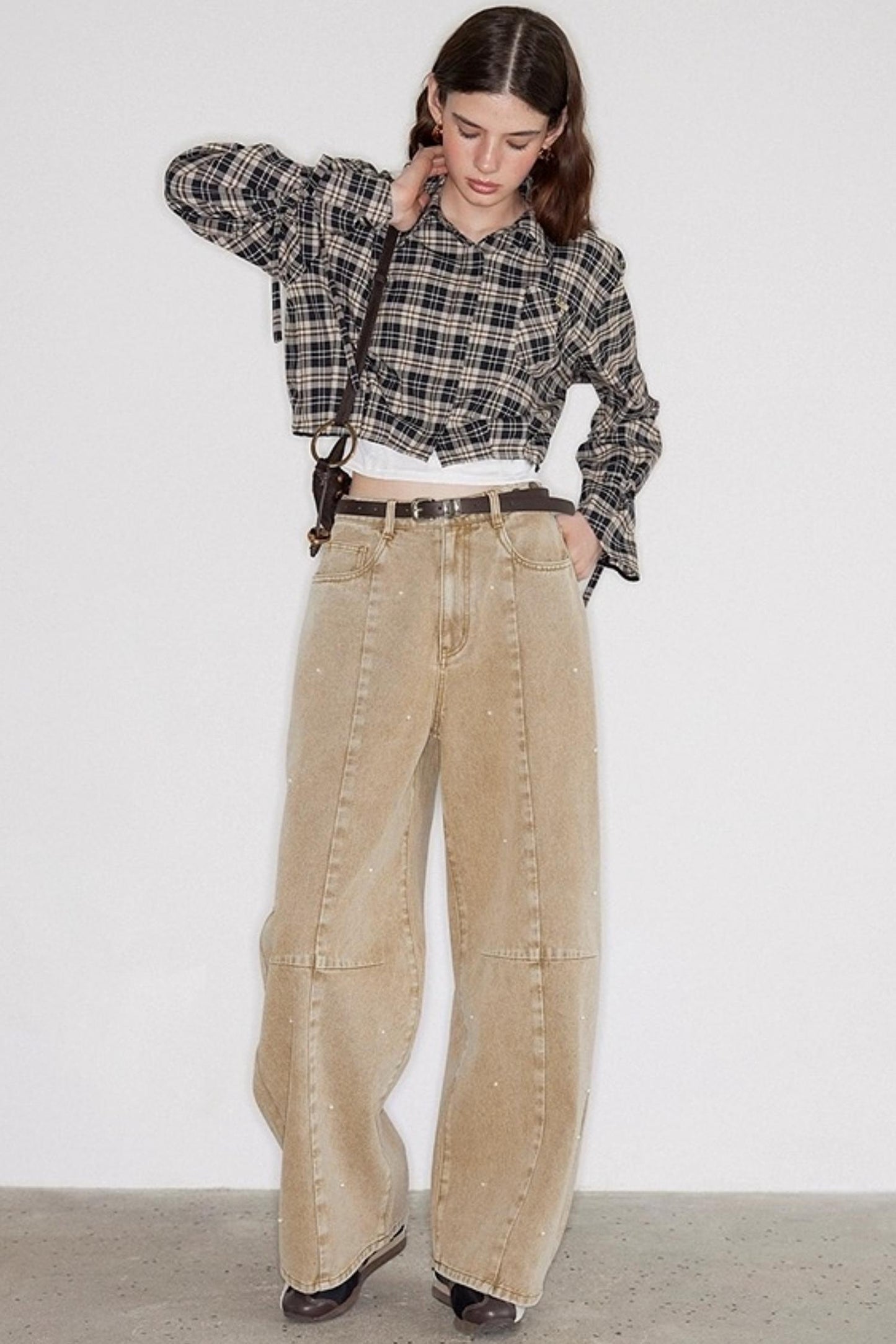 Washed Nail Beads Loose Scimitar Jeans