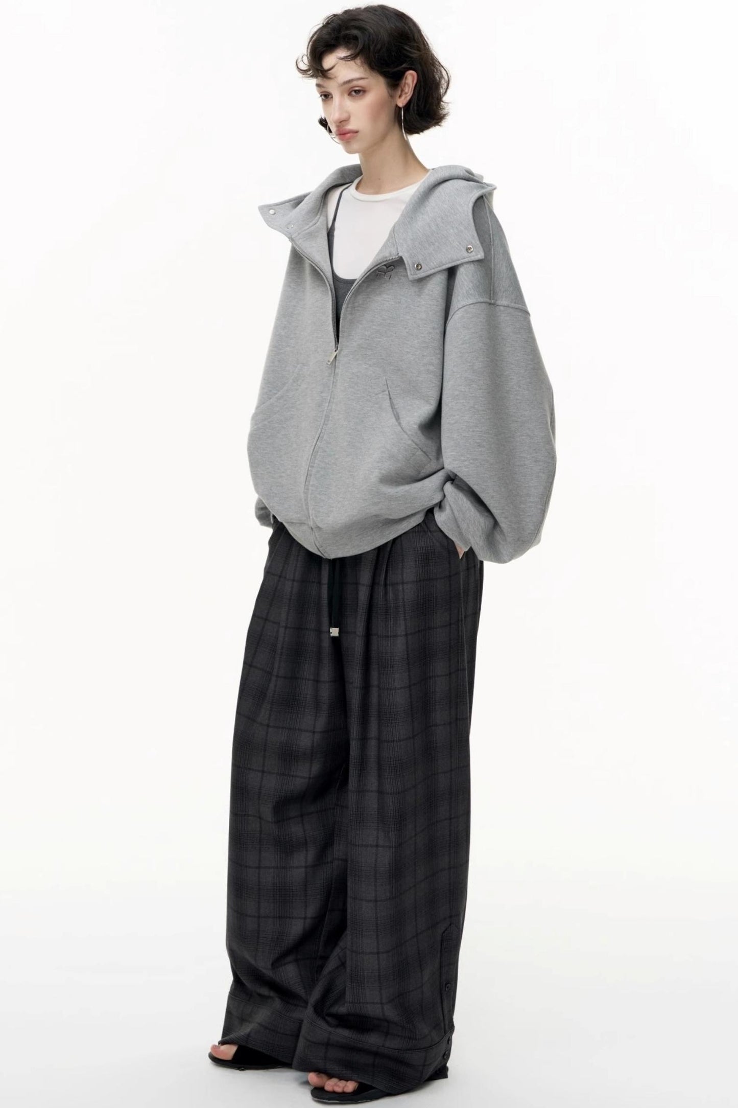 Casual Large Zip Hooded Cardigan