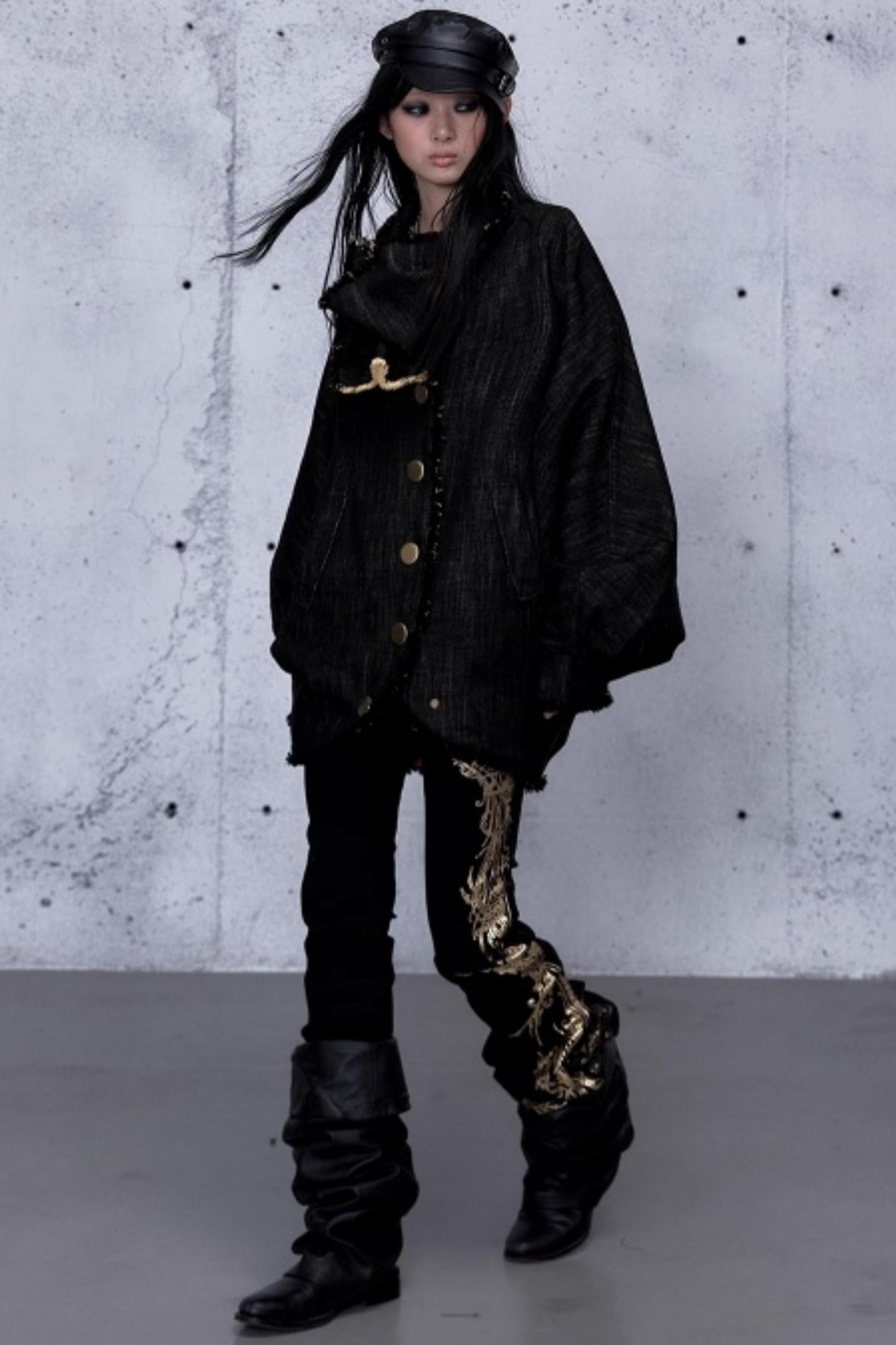 Retro Gold Foil Denim Pants