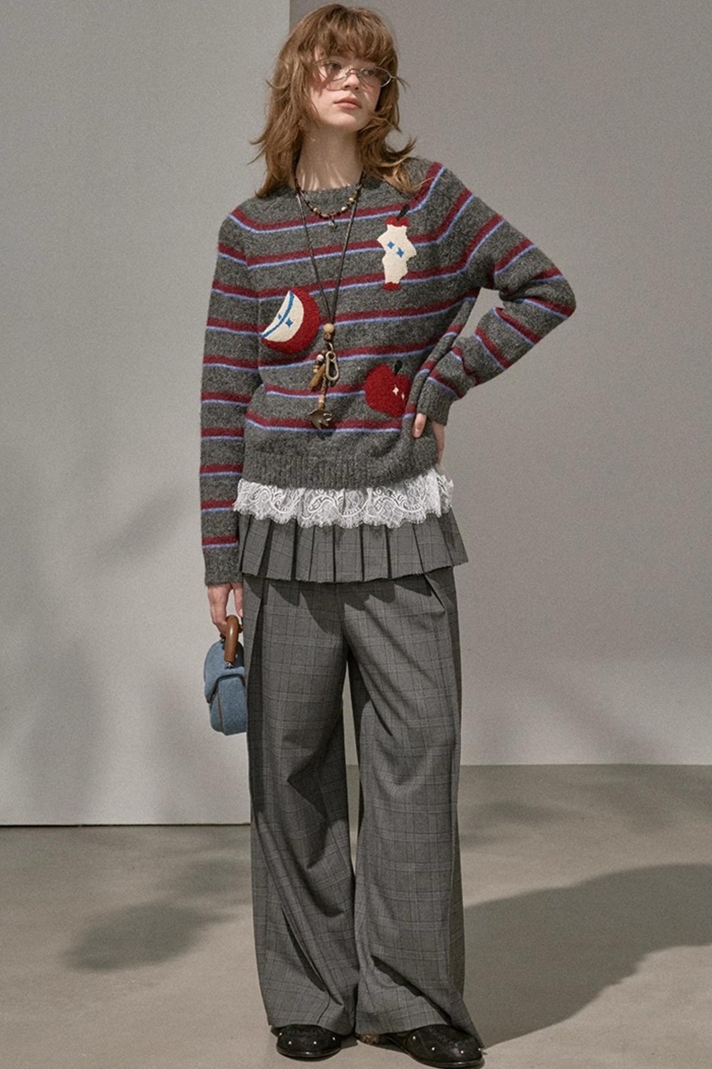 Apple Striped Crew Neck Sweater