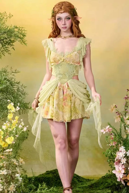 Lace Green Spring Dress Set-Up