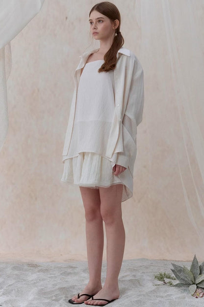 Draped Pearl Stripe Camisole Set-UP