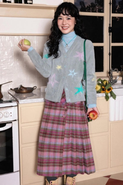 Wool Plaid A-Line Skirt