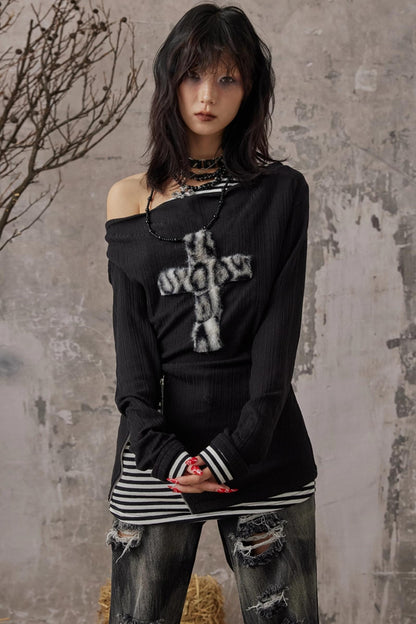 Swing Neck Knit Layer Top