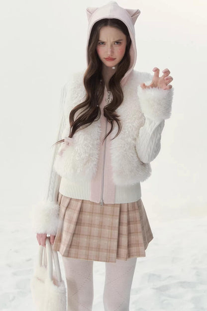 Eco-Friendly Fur Patchwork Jacket