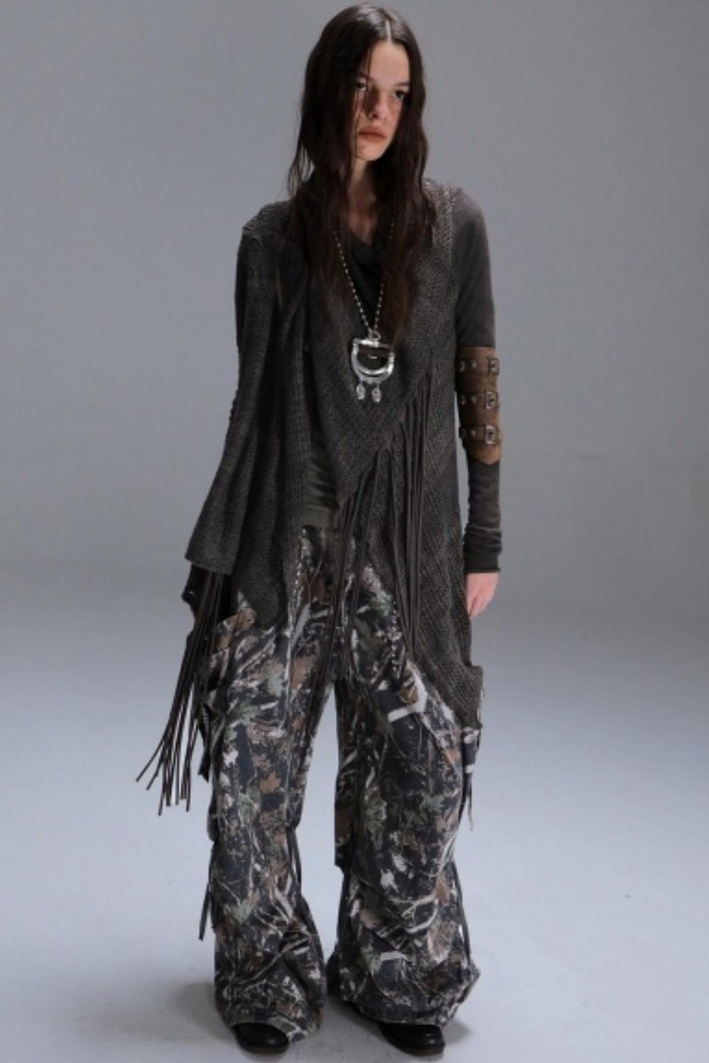 Bohemian Wool Fringed Cardigan