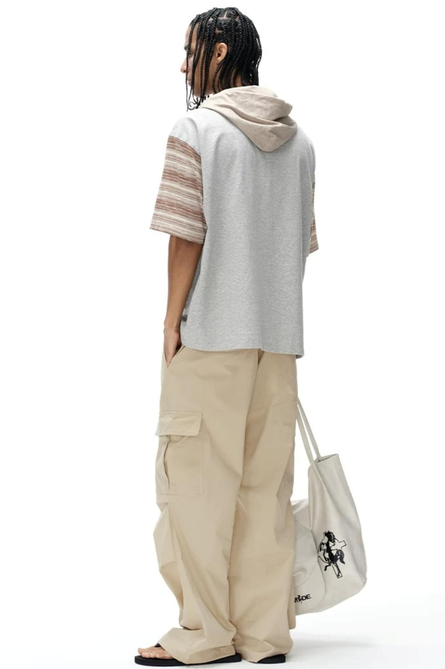 Hooded Striped Badge T-Shirt