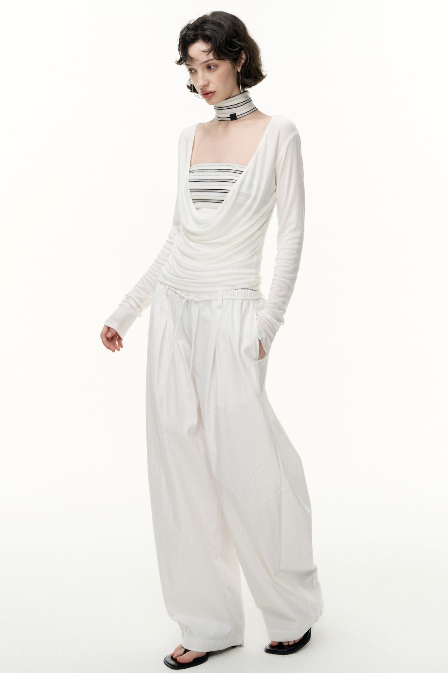 Fantasy Lyocell Collar Long-Sleeved T-Shirt